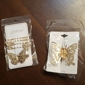 Gold butterfly hair accessories bundle
